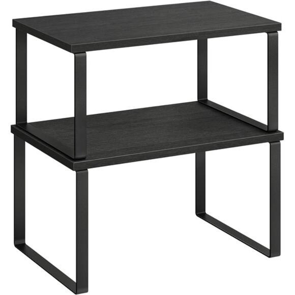 Set of 2 Kitchen Counter Shelves Cabinet Organizer Shelf Metal and Wood
